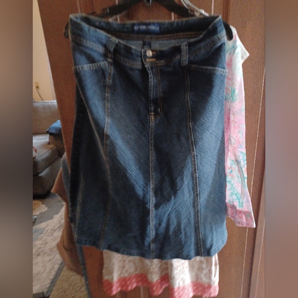 Denim Skirt with Button Detail